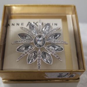 Anne Klein Silver Crystal Flower Brooch